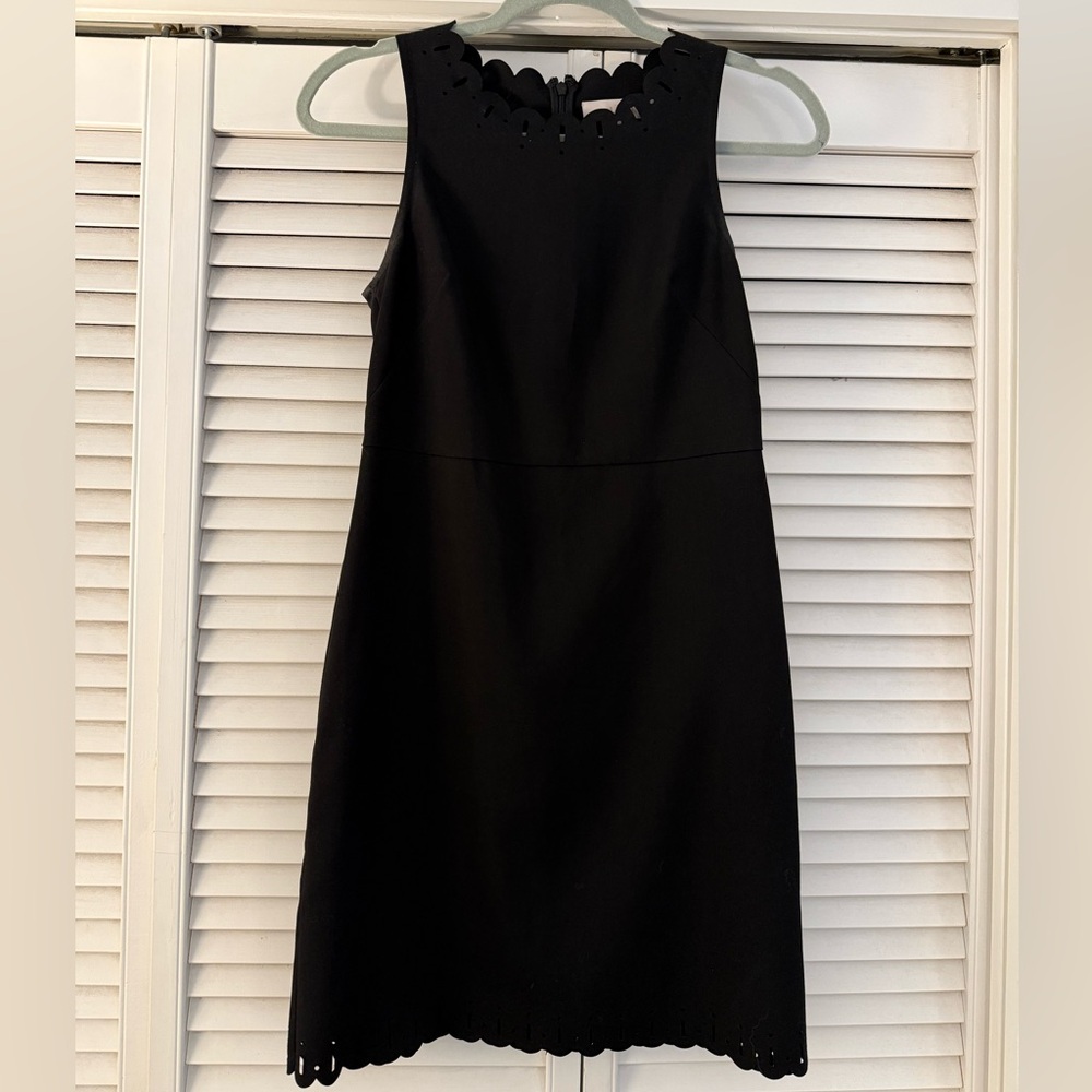 LOFT Black Sheath Dress Laser Cut Details 0P